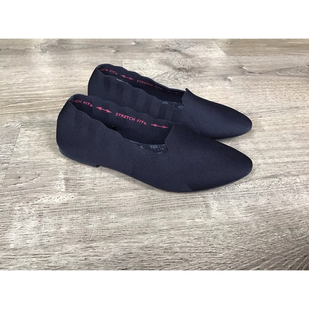 Skechers Shoes Womens 8 Cleo Scallop Collar Knit Ballet Flats Blue SN 44868